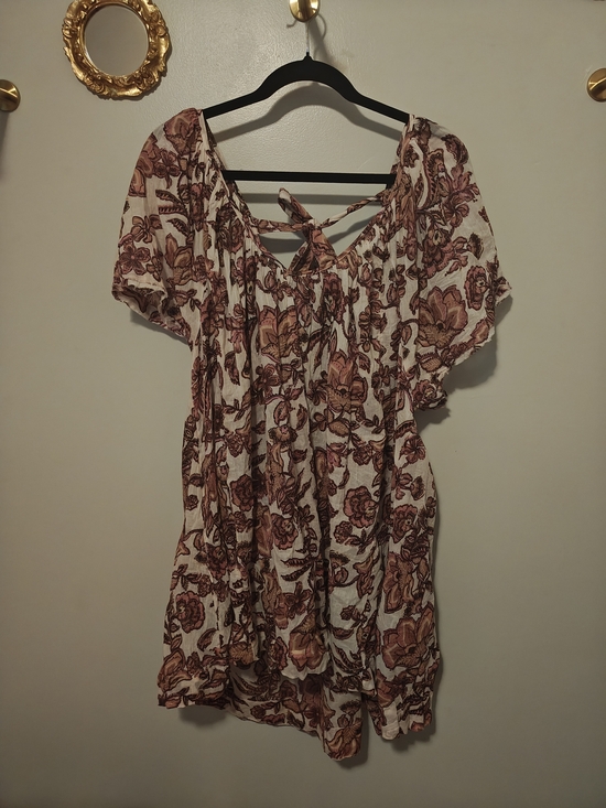 Free People Dresses & Skirts - Free People Tie-Back Mini Dress in Cream and Rust